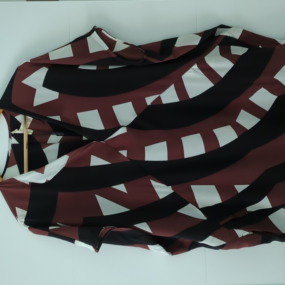TRACY REESE Geometric Brown and Black SILK Dress - Picture 2 of 12